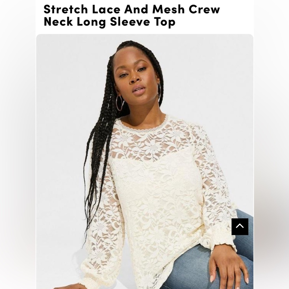 Torrid stretch lace ivory top size 3